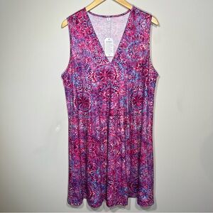 Made with Love Sleeveless Pink and Blue Patterned Dress NEW